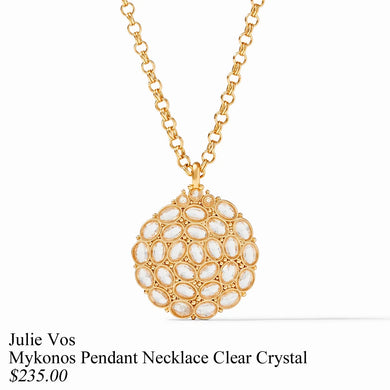 MYKONOS PENDANT NECKLACE GOLD CLEAR CRYSTAL