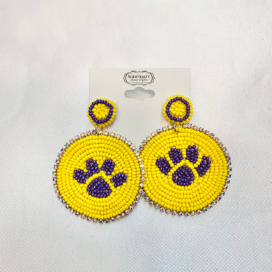 COLLEGE COLOR PAW DISK EARRING