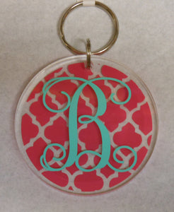 PINK INITIAL KEYCHAIN