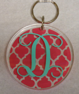 PINK INITIAL KEYCHAIN