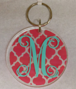 PINK INITIAL KEYCHAIN