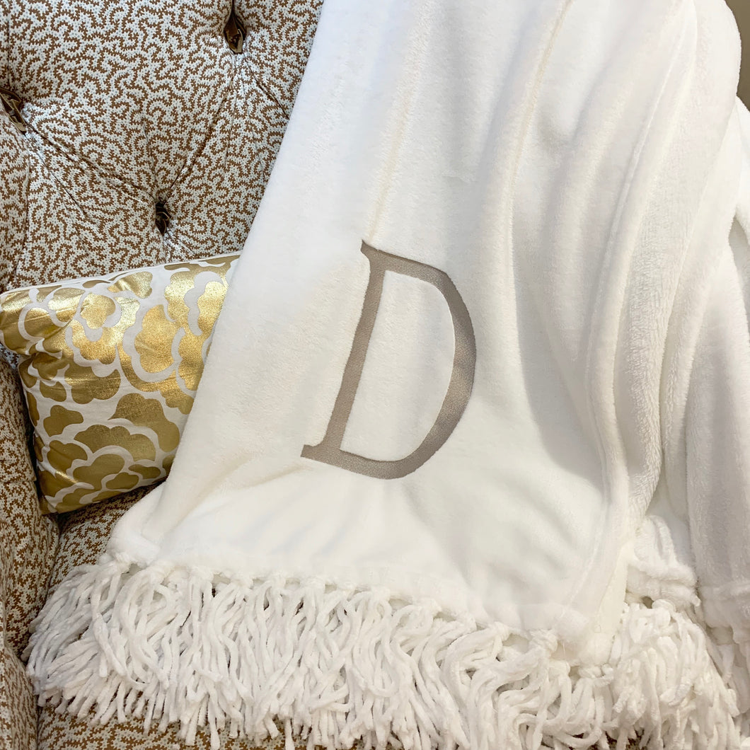 INITIAL PLUSH THROW BLANKET