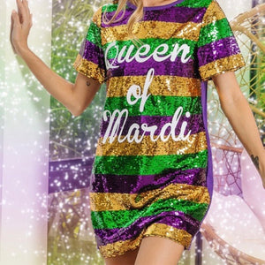 QUEEN OF MARDI SEQUIN DRESS