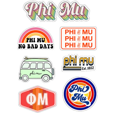 PHI MU RETRO STICKERS