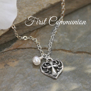 HEART WITH PEARL FIRST COMMUNION NECKLACE