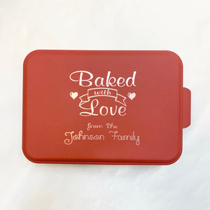 PERSONALIZED 9X13 BAKING PAN WITH LID RED