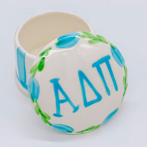 ALPHA DELTA PI ROUND TRINKET BOX