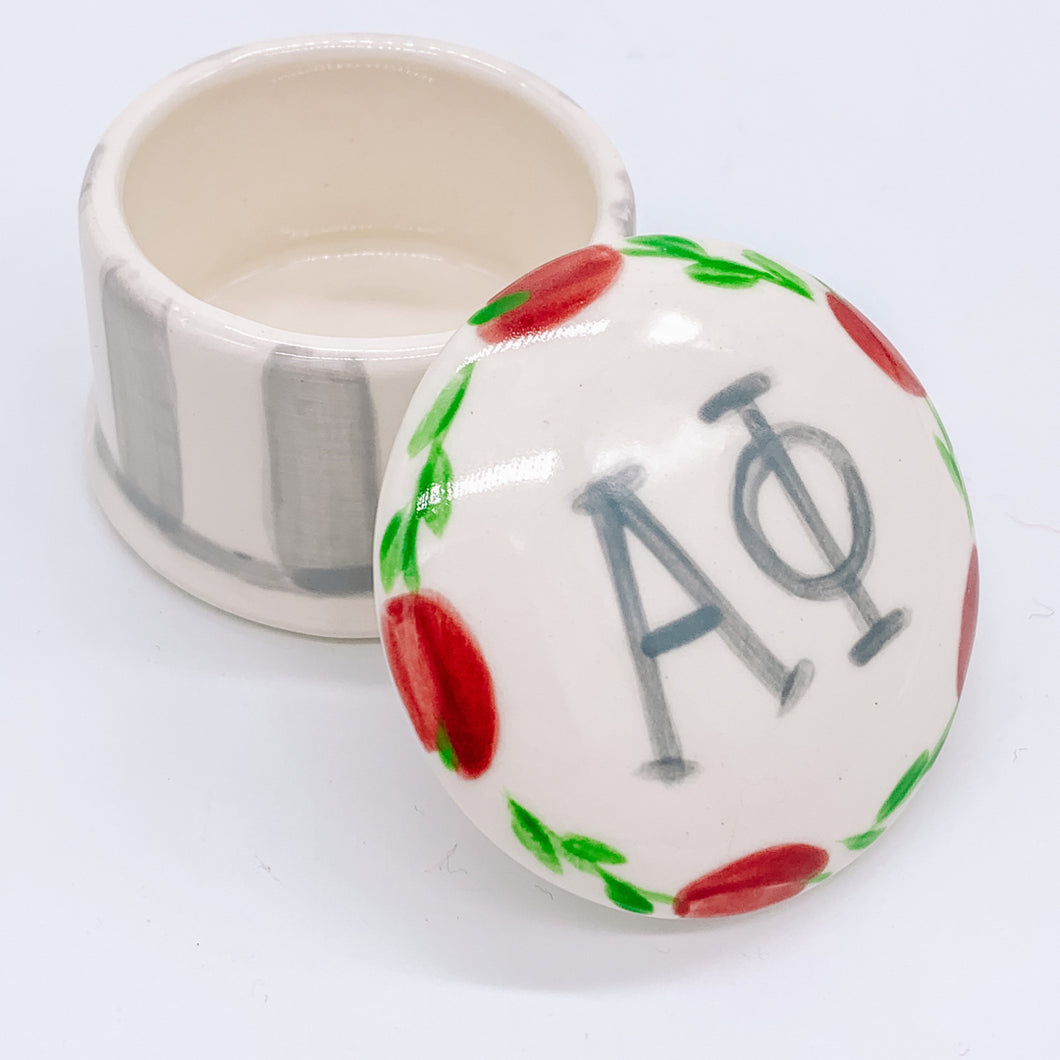 ALPHA PHI ROUND TRINKET BOX