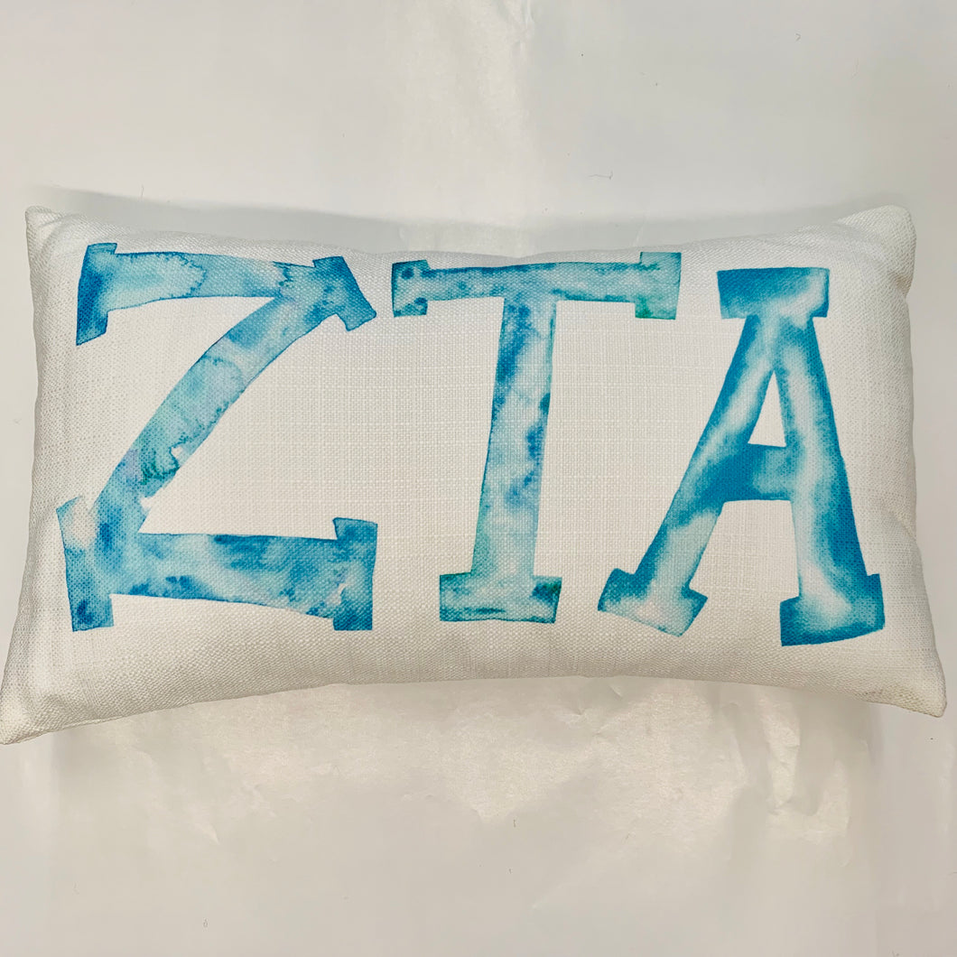 ZETA TAU ALPHA WATERCOLOR PILLOW