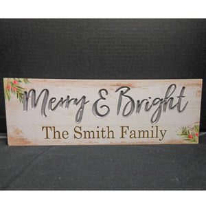 PERSONALIZED MERRY & BRIGHT BLOCK SIGN