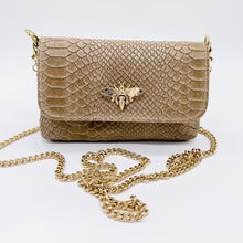 LEATHER SNAKE CROSSBODY TAUPE