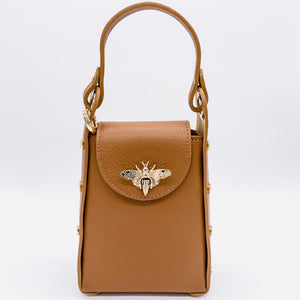 RECTANGLE LEATHER CROSSBODY CAMEL